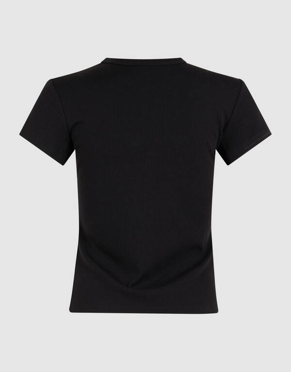 Schwarz geripptes T-Shirt SHOEBY WOMEN