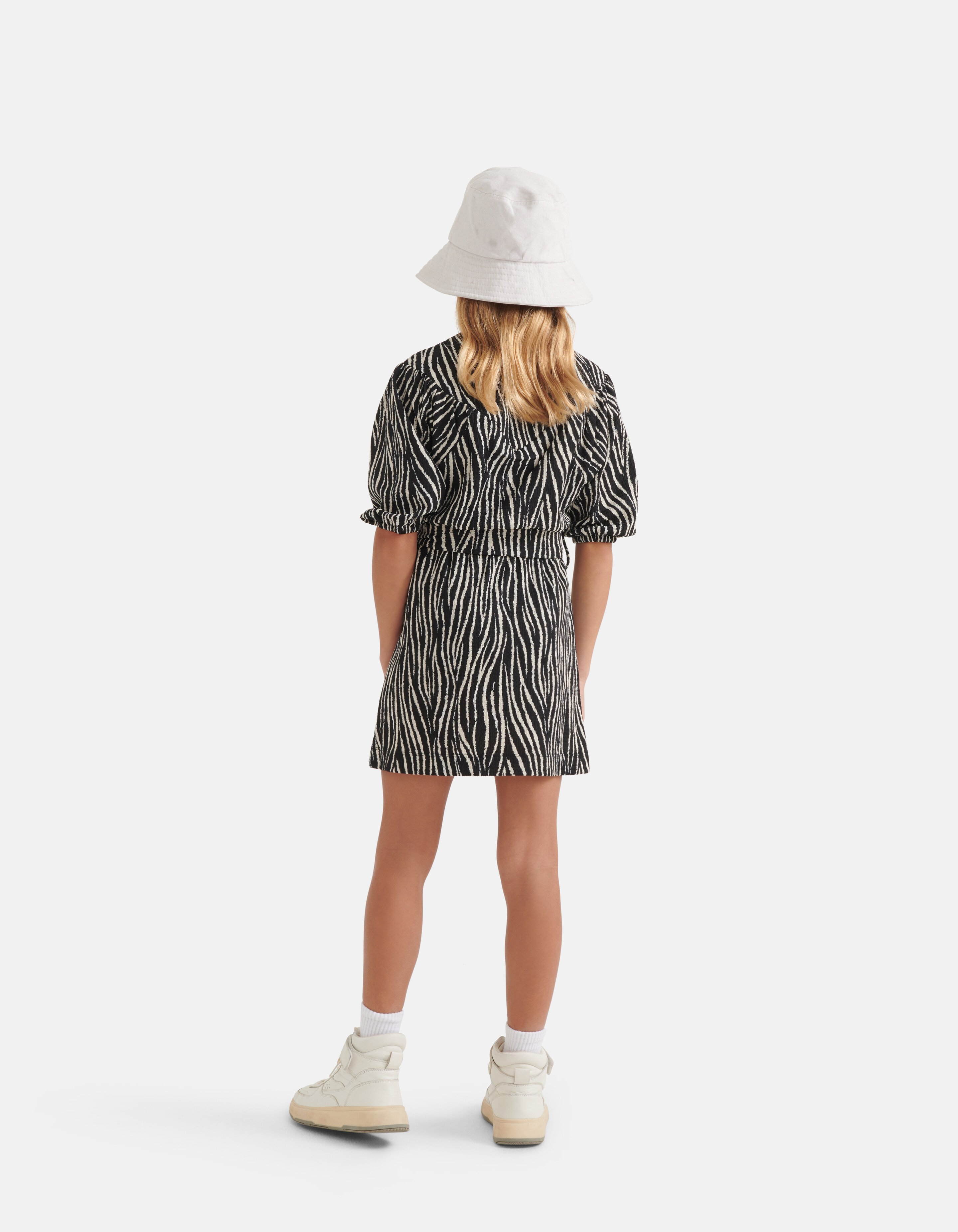 Zebra-Crinkle-Kleid Schwarz/Weiß SHOEBY GIRLS