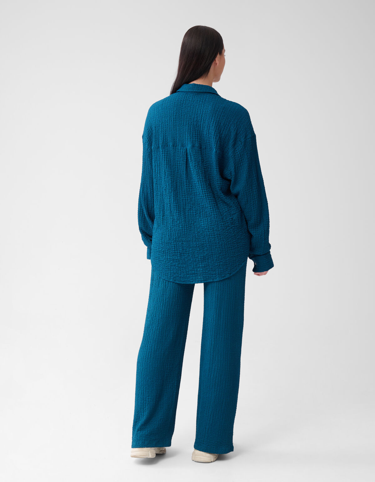 Crinkle-Hose mit weitem Bein Dunkelblau SHOEBY WOMEN