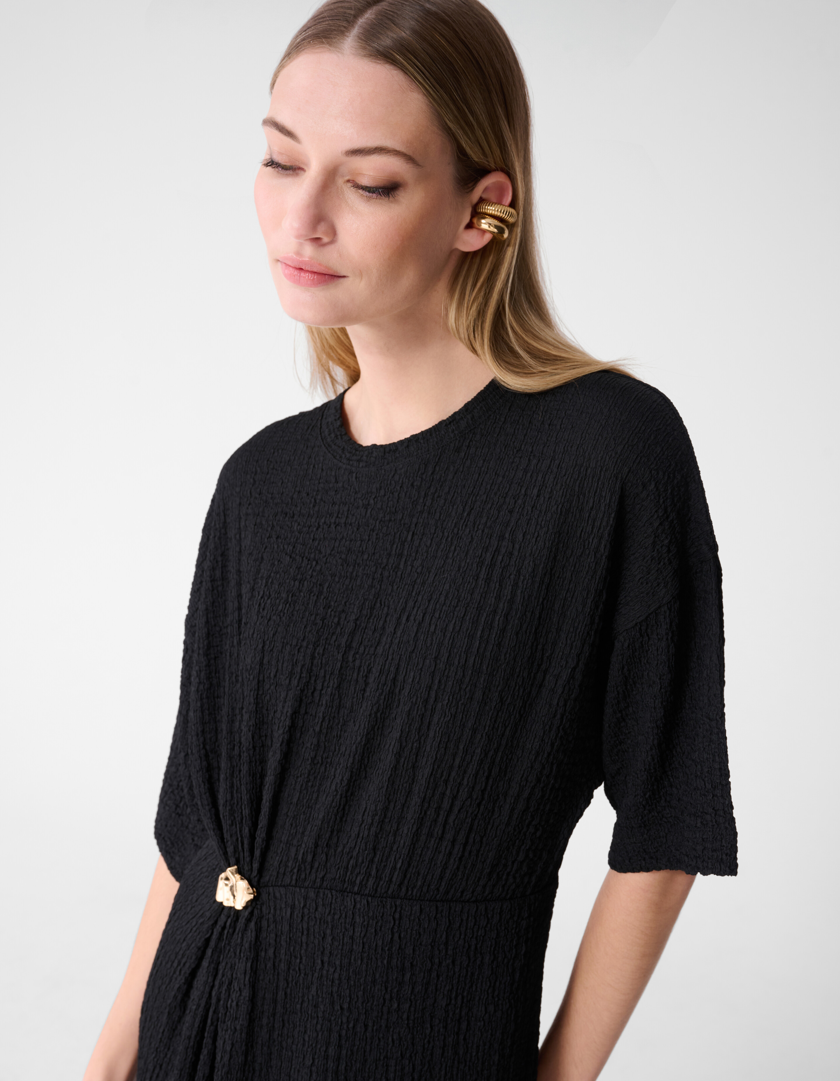 Organisches Crinkle Maxikleid Schwarz SHOEBY WOMEN