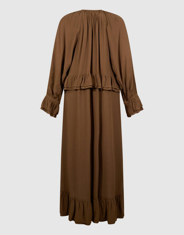 Volant Maxi Kleid Khaki SHOEBY WOMEN