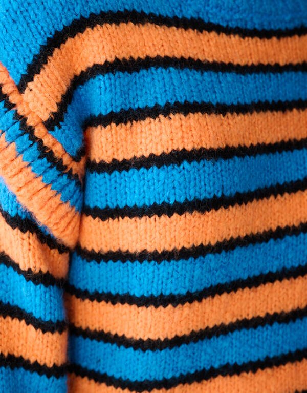 Rüschestreifen Pullover Blau/Orange SHOEBY GIRLS