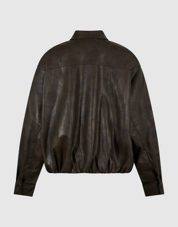 Washed Vegan Leder Bomberjacke Braun SHOEBY WOMEN