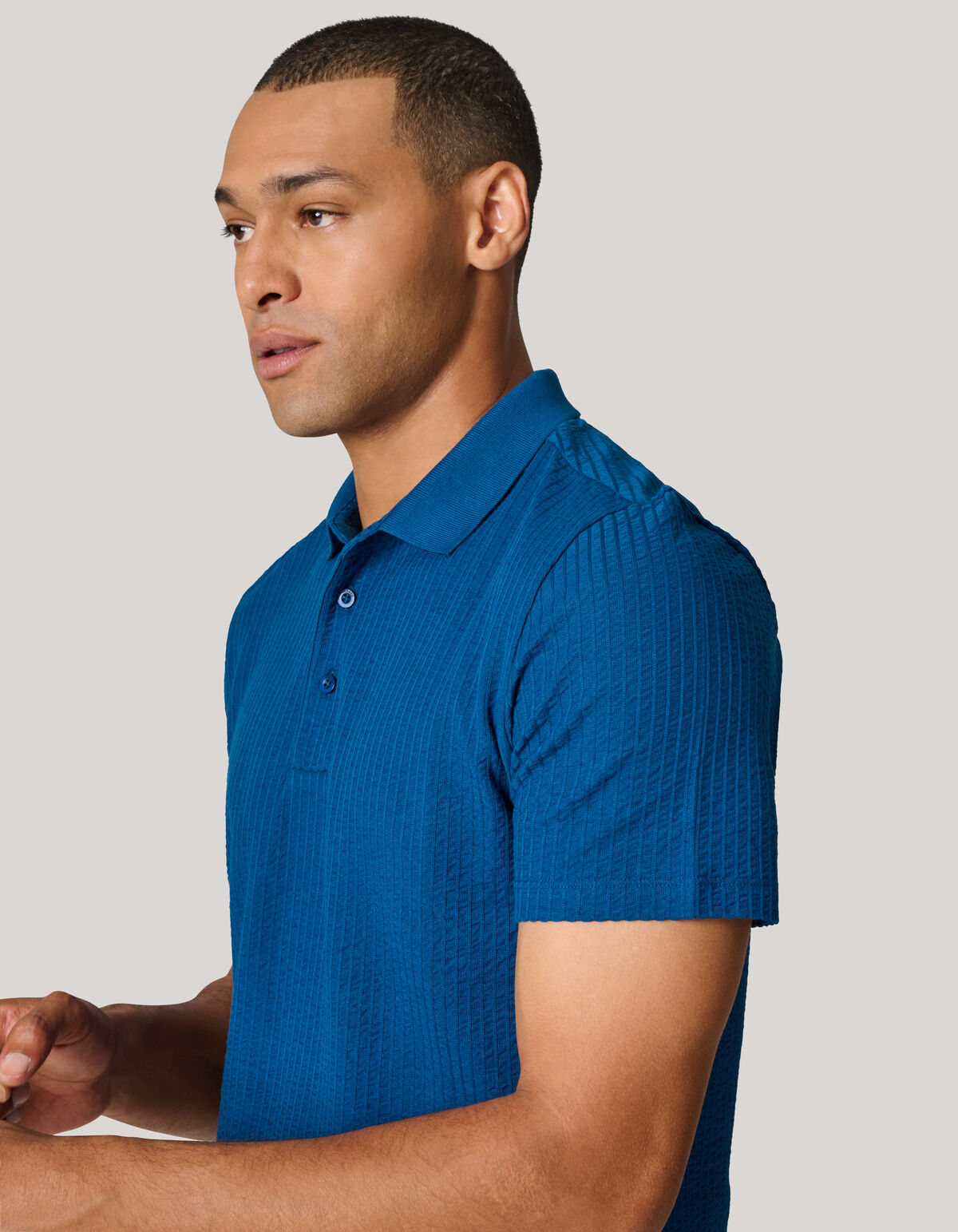 Strukturiertes Polo Blau SHOEBY MEN