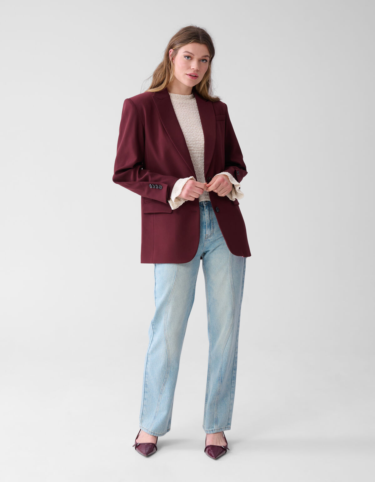 Crinkle Top Gebroken Wit SHOEBY WOMEN