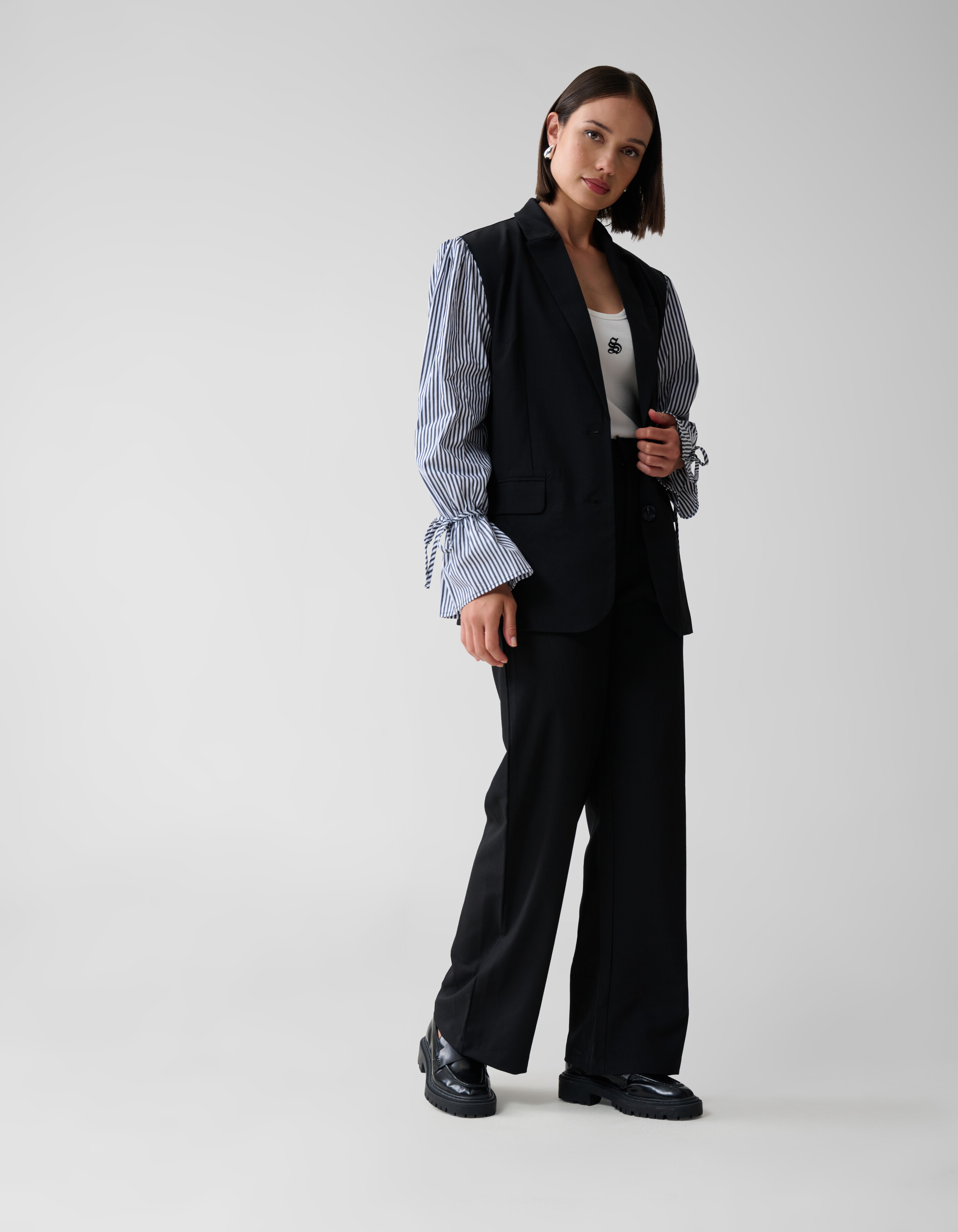 Blazer mit Popeline-Ärmeln Schwarz SHOEBY WOMEN