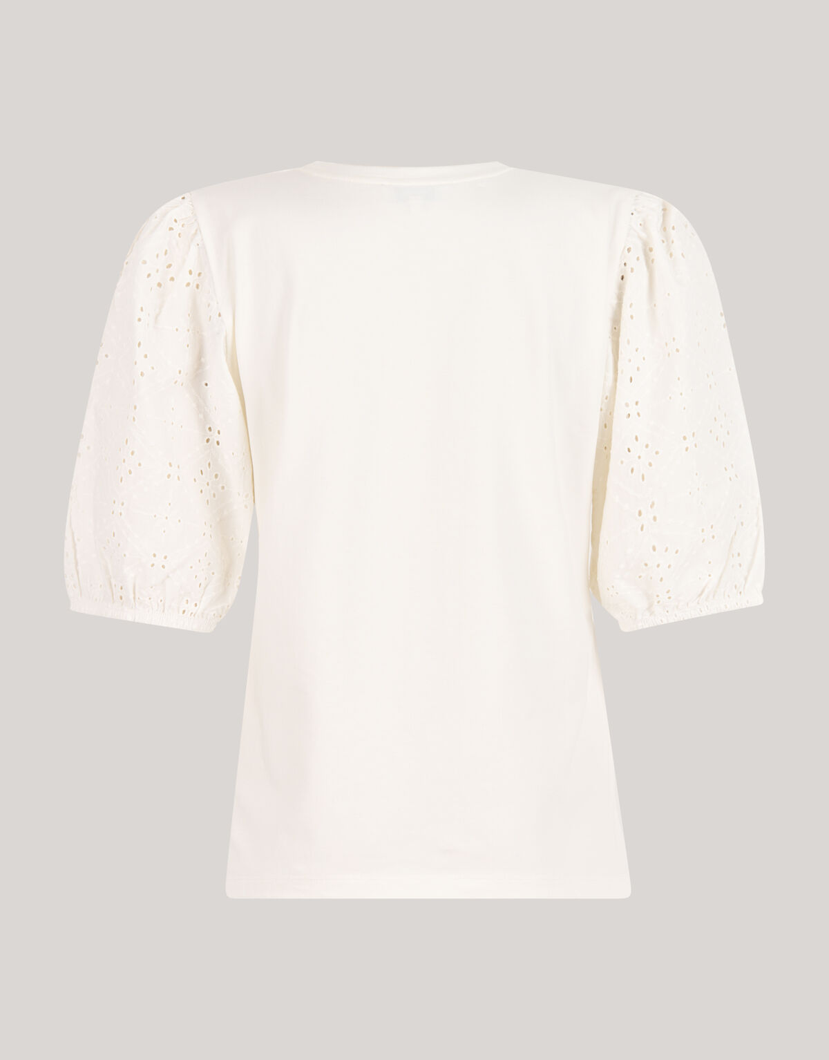 Besticktes T-Shirt mit Puff&auml;rmeln Wei&szlig; SHOEBY WOMEN