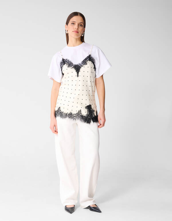 Polkadot Top Gebrochen Wei&szlig; von Monica SHOEBY WOMEN
