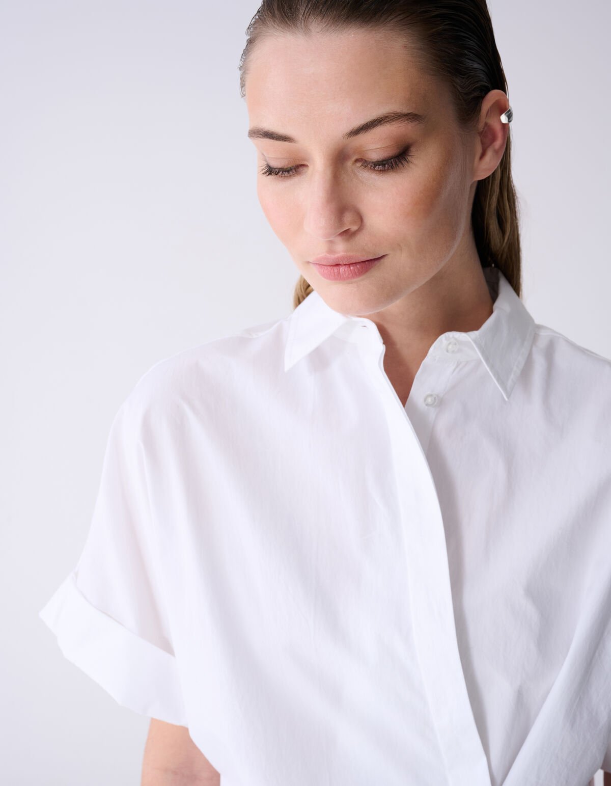 &Uuml;bergro&szlig;e Kurzarmbluse Wei&szlig; von Lonneke SHOEBY WOMEN