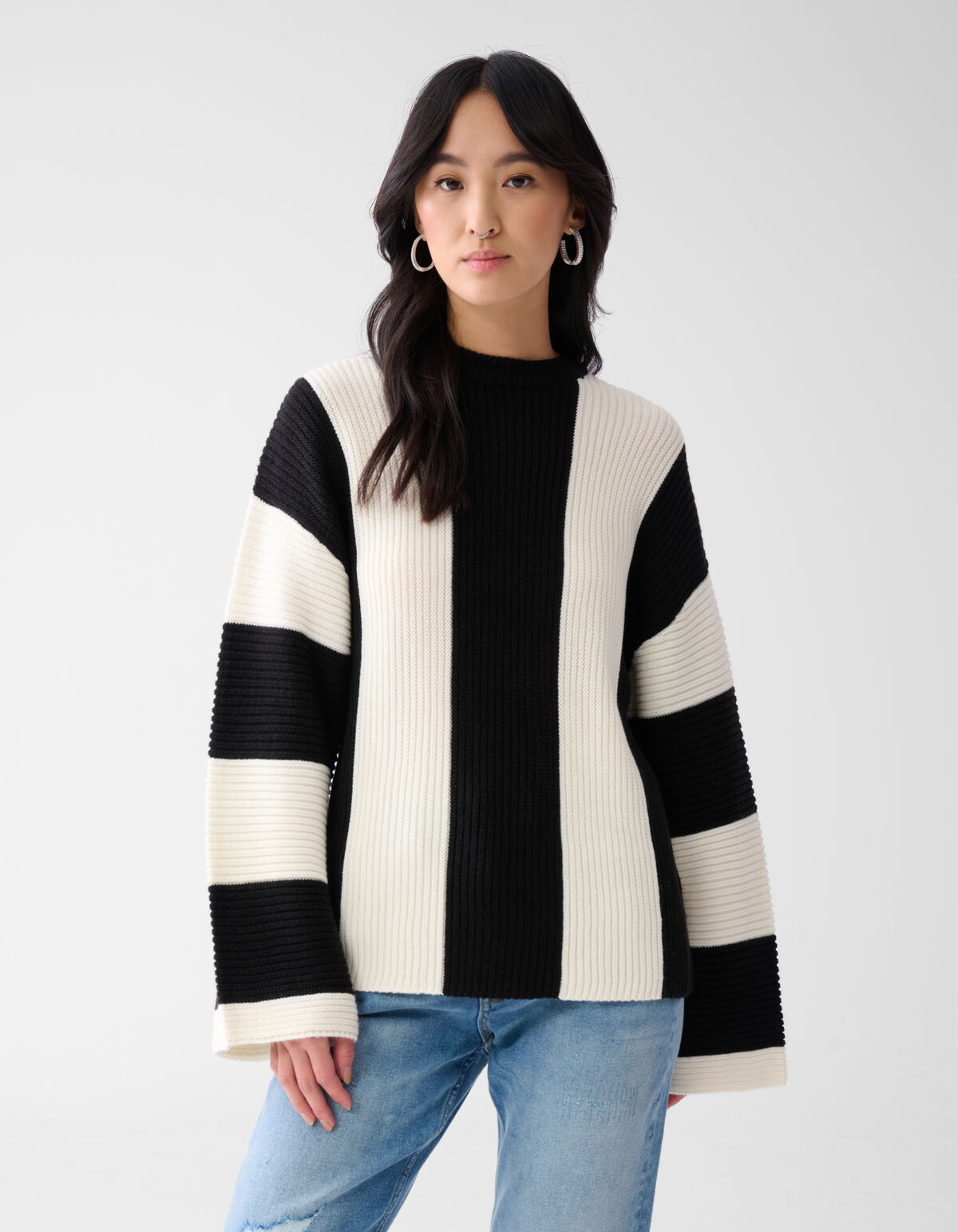 Streifen-Pullover Schwarz/Weiß SHOEBY WOMEN