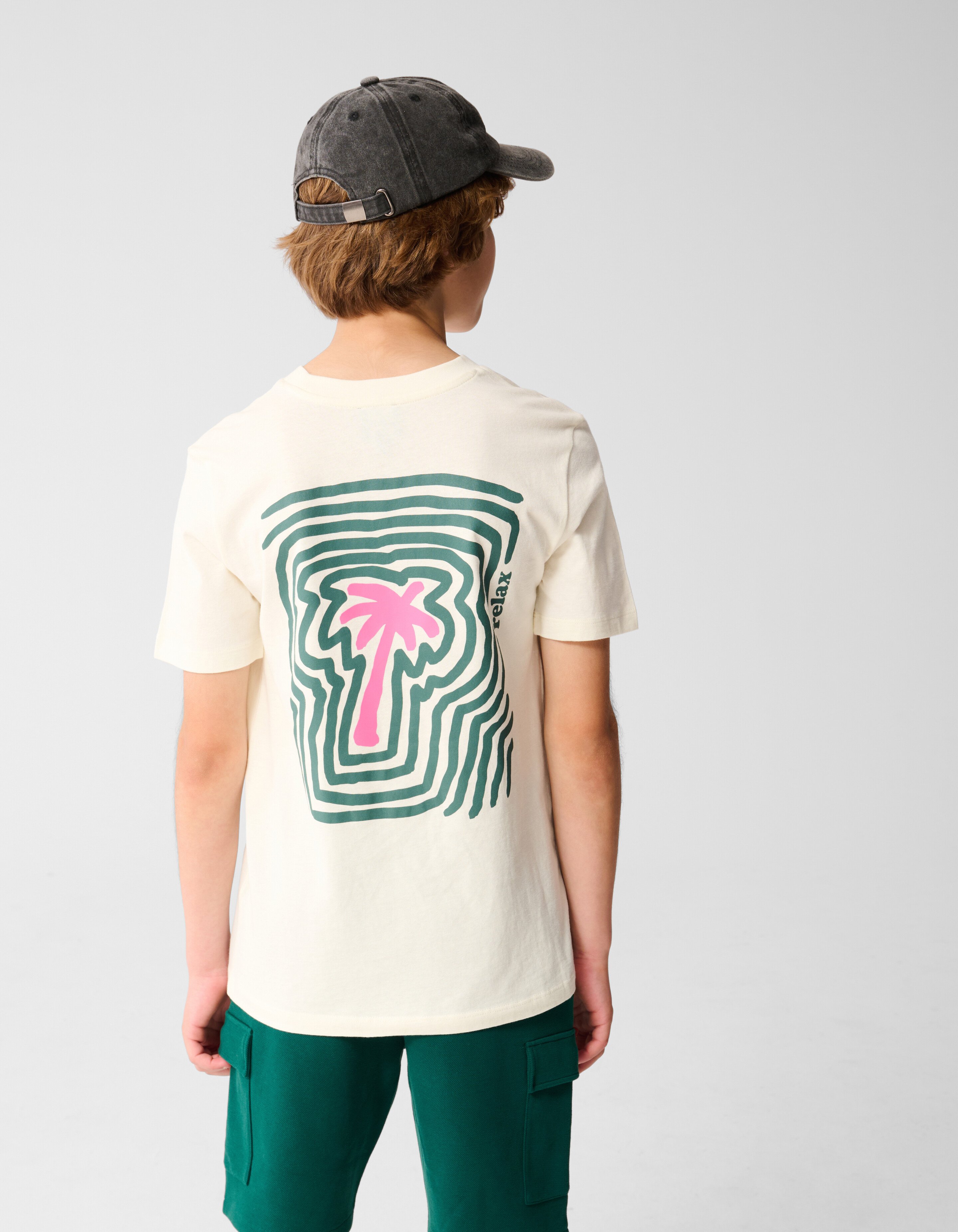 Palm Artwork T-shirt Off White SHOEBY BOYS