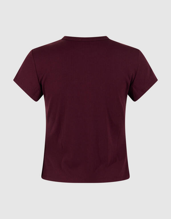 Geripptes T-Shirt, Dunkelrot SHOEBY WOMEN