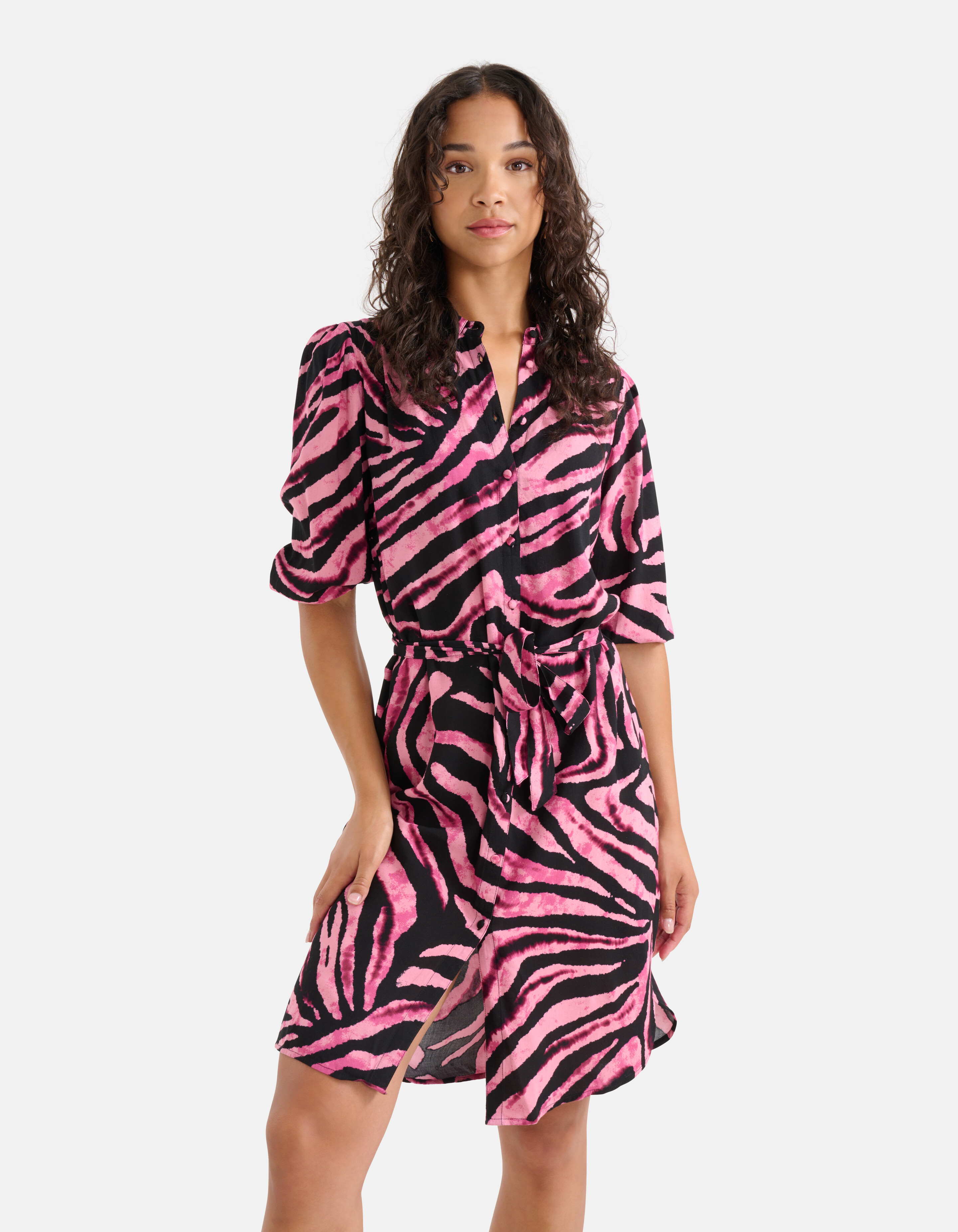 Zebraprint Midi Jurk Donkerroze SHOEBY WOMEN