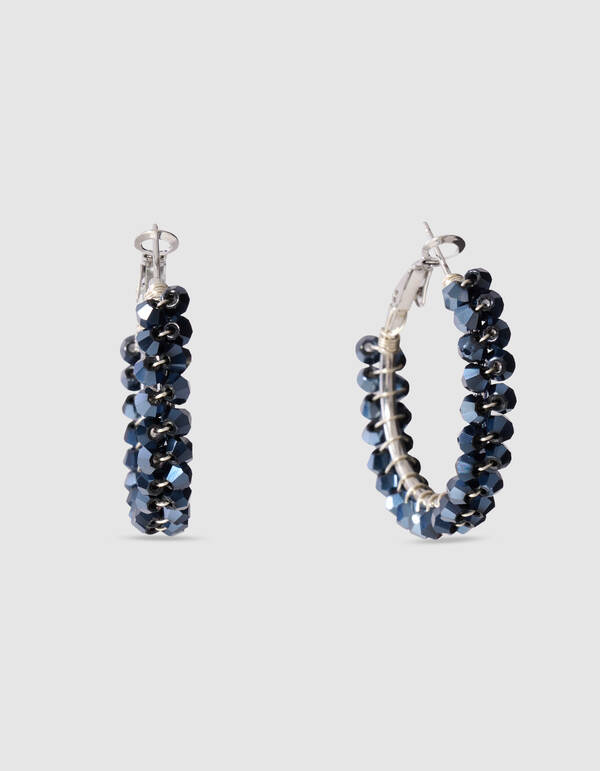Beaded Hoop Ohrringe Blau/Silber SHOEBY ACCESSOIRES