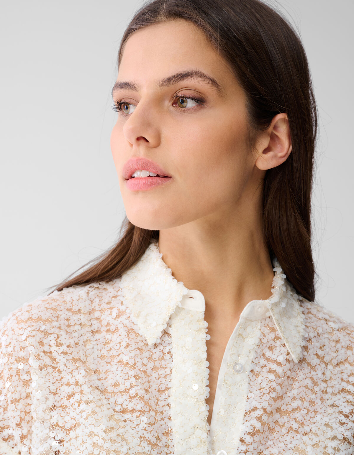 Übergroße Paillettenbluse Off White= SHOEBY WOMEN