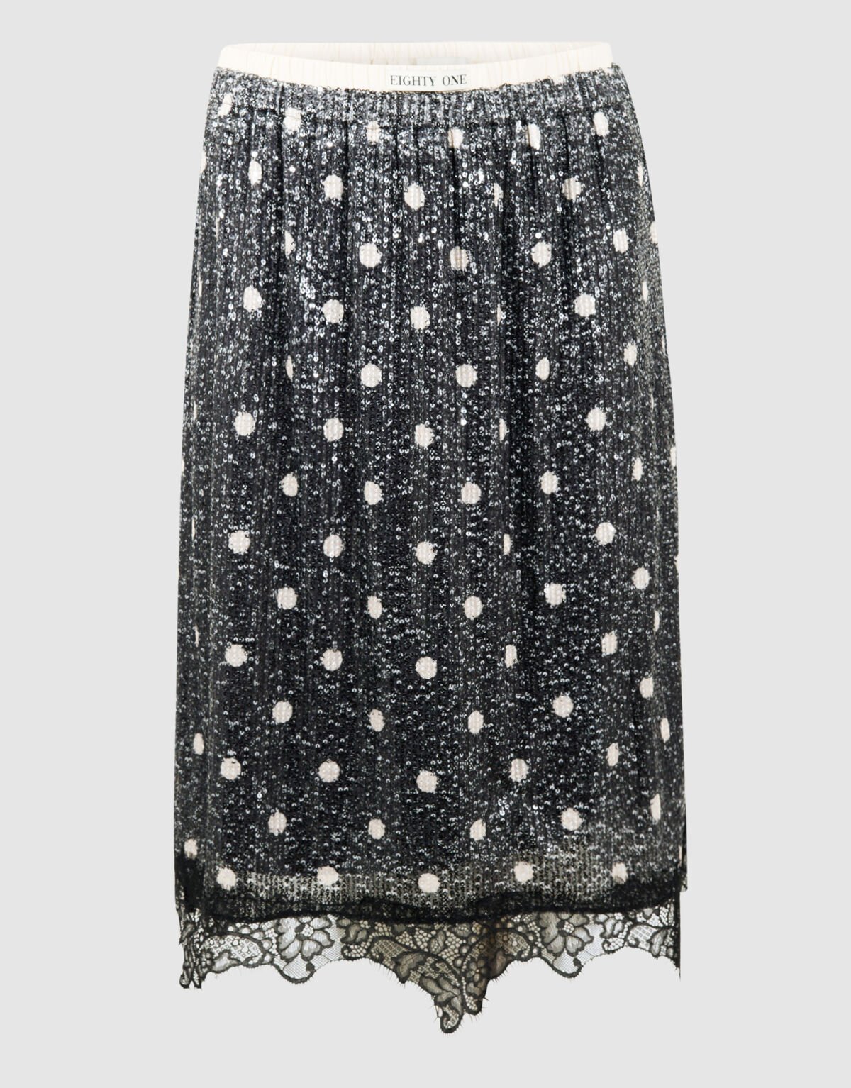 Sequin Polkadot Midi Rock Dunkelgrau SHOEBY WOMEN