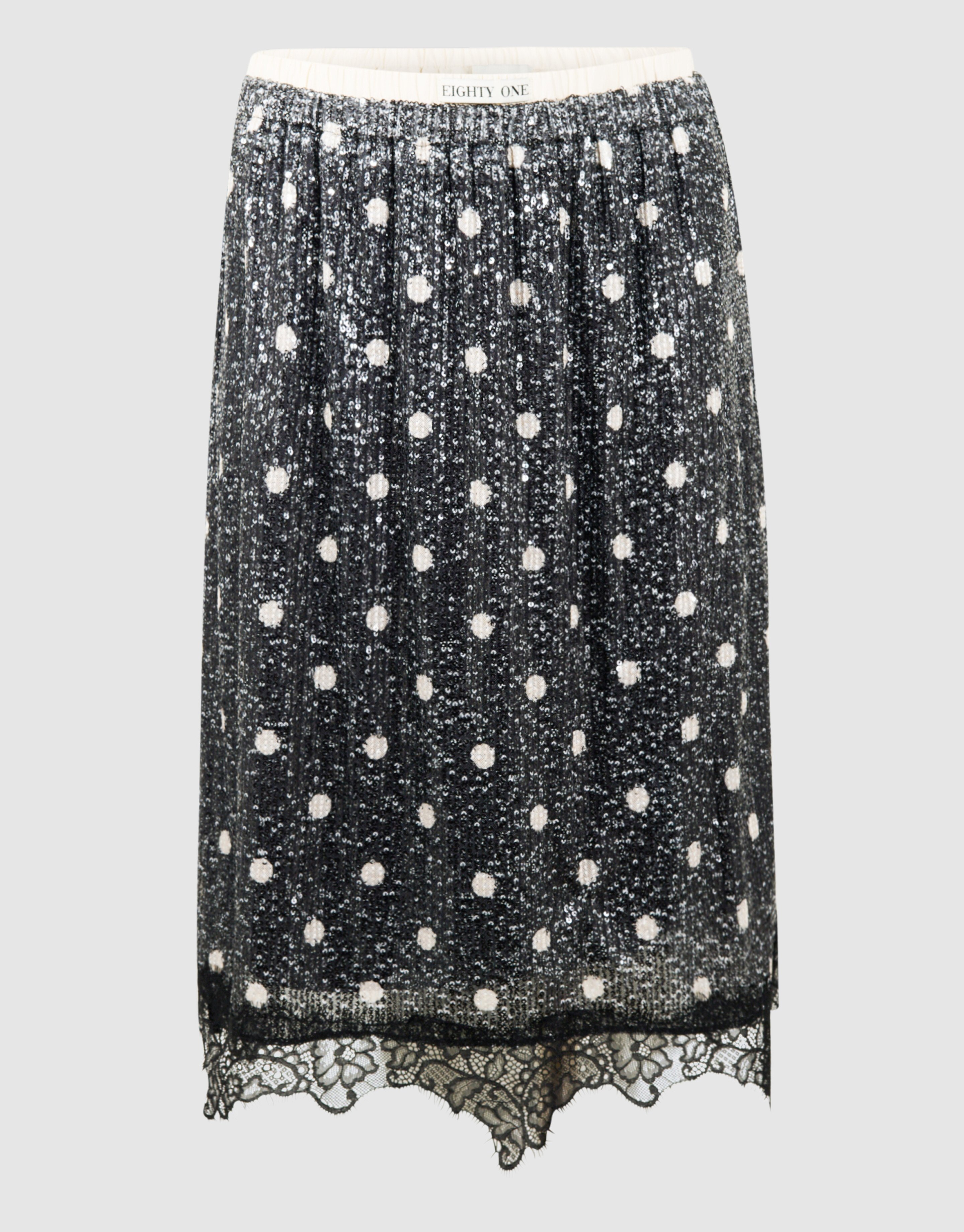 Sequin Polkadot Midi Rock Dunkelgrau SHOEBY WOMEN