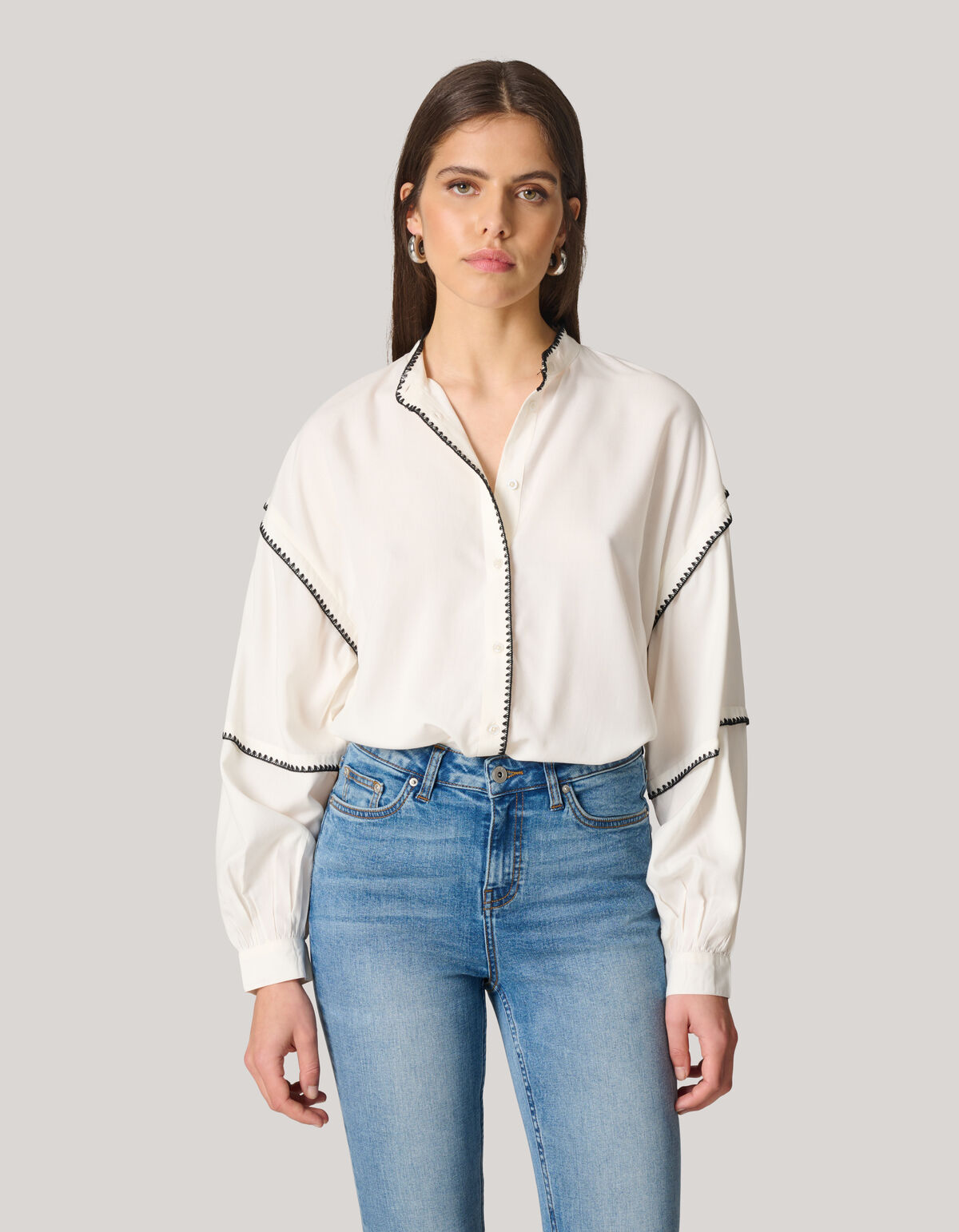 Stickerei Bluse Wit SHOEBY WOMEN