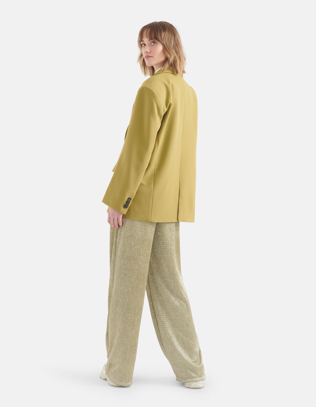 Crinkle-Lurex-Hose Lindgrün SHOEBY WOMEN