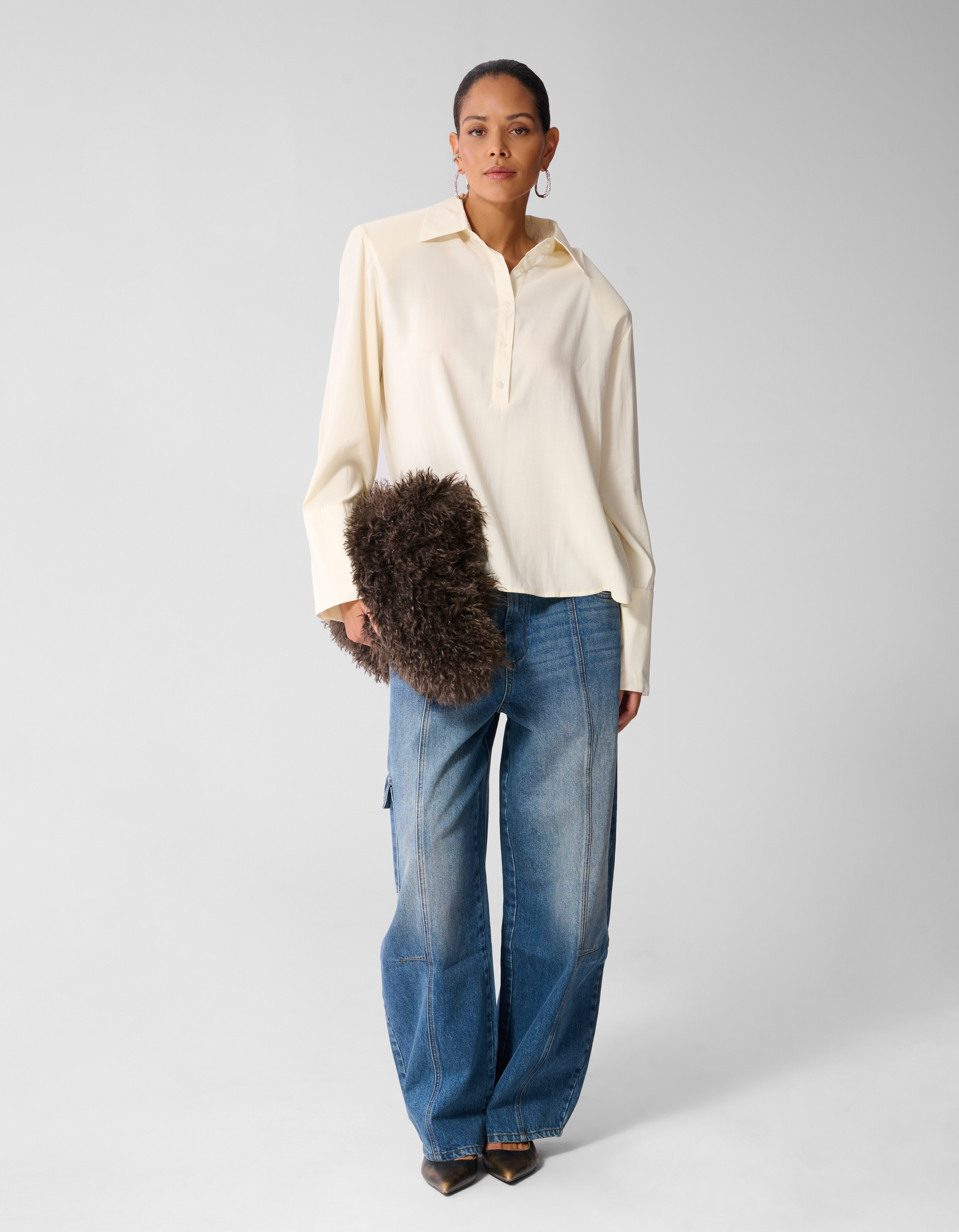 Soft Polo Bluse Ecru SHOEBY WOMEN