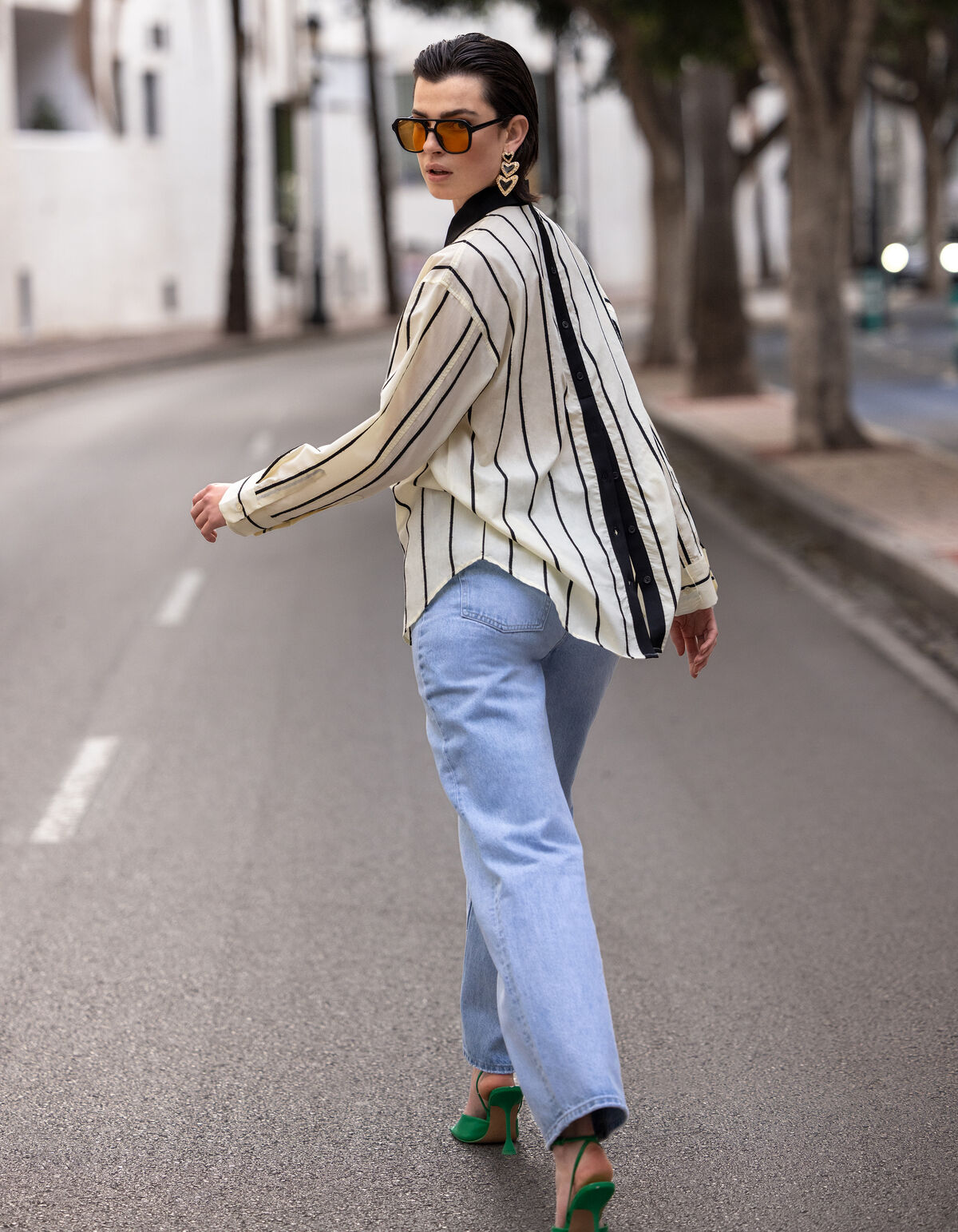 Gestreifte Bluse Off White/Schwarz SHOEBY WOMEN