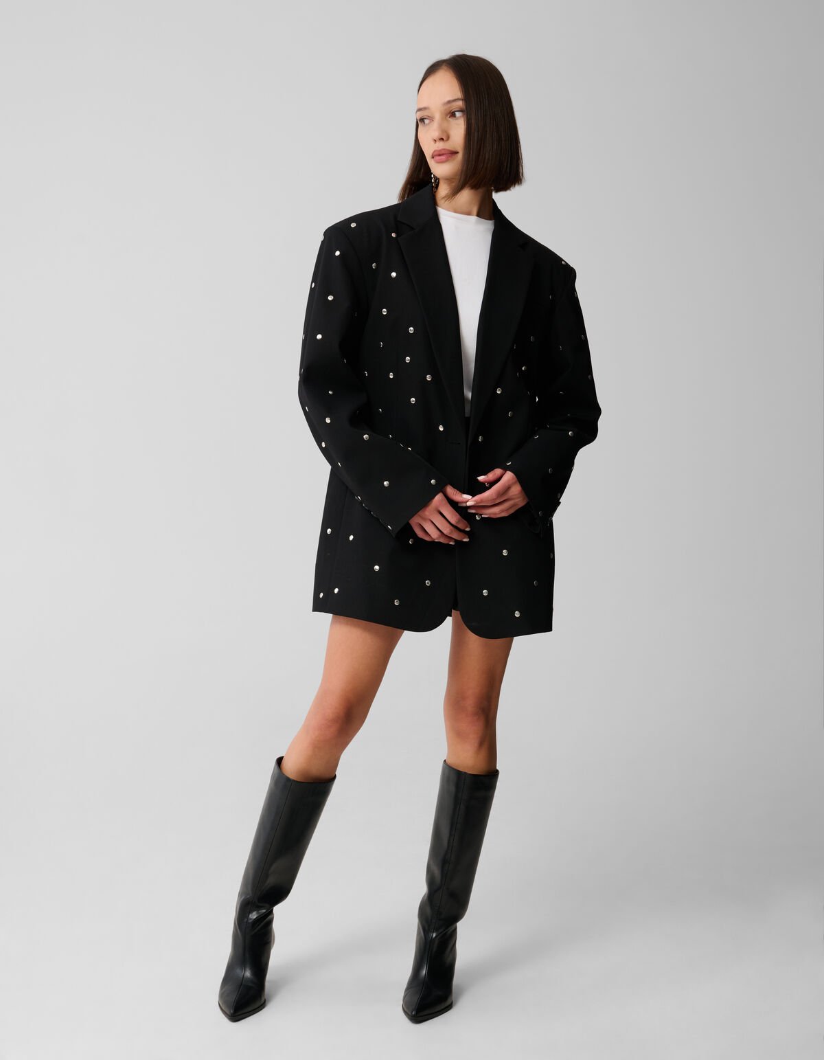 Oversized-Blazer mit Nieten Schwarz SHOEBY WOMEN