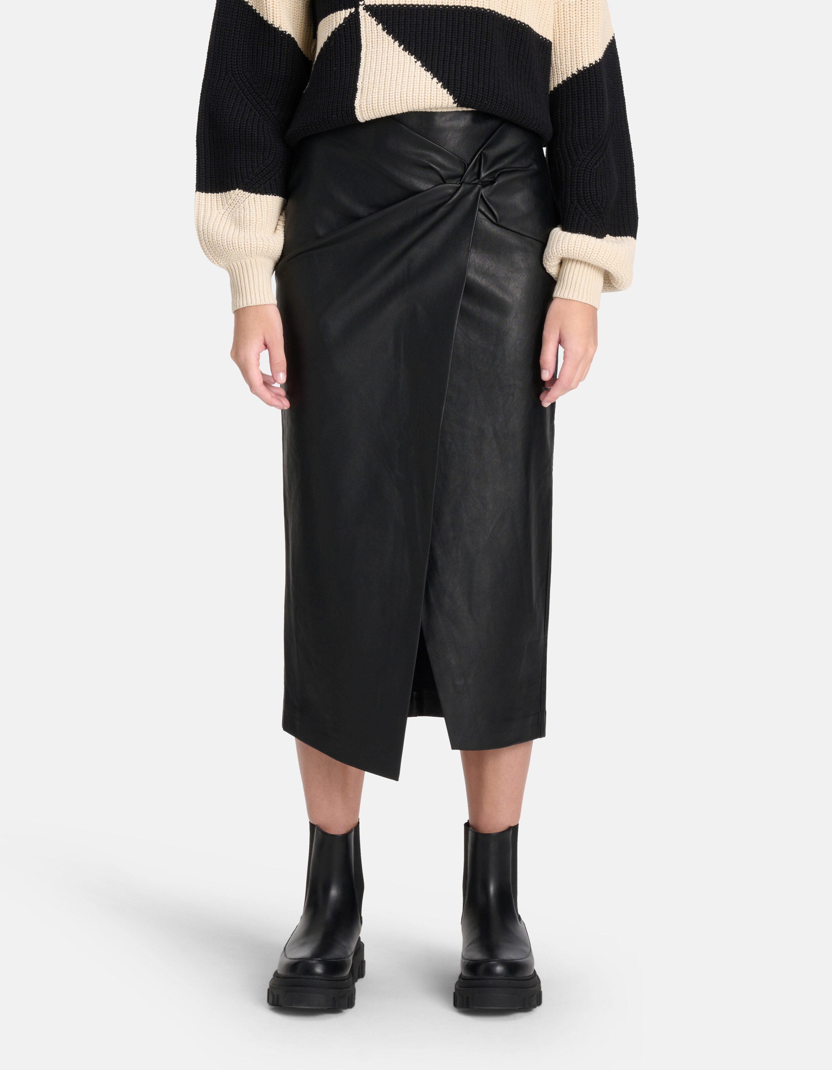 Midirock aus veganem Leder Schwarz By Mieke SHOEBY WOMEN