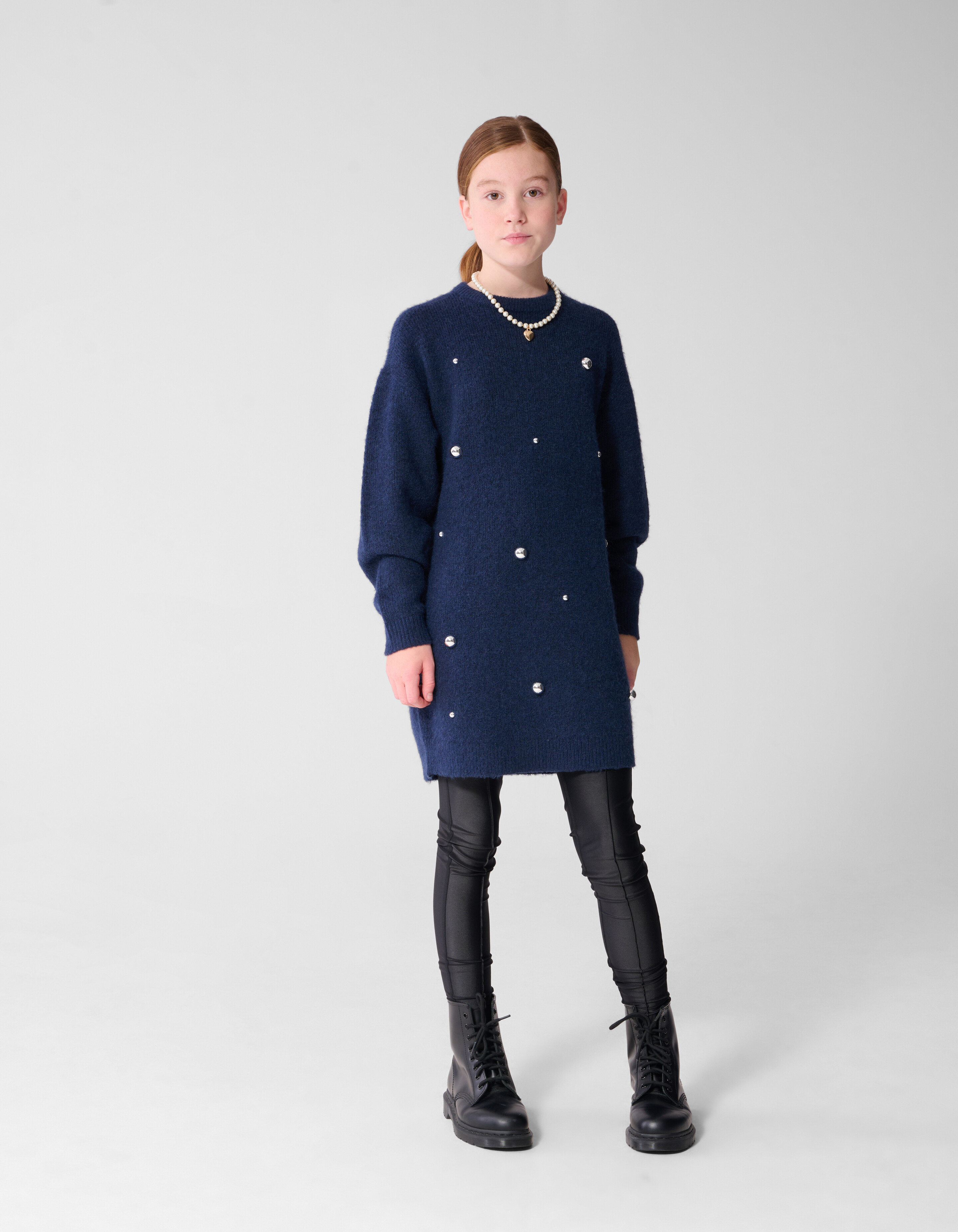 Studded Strickkleid Dunkelblau SHOEBY GIRLS
