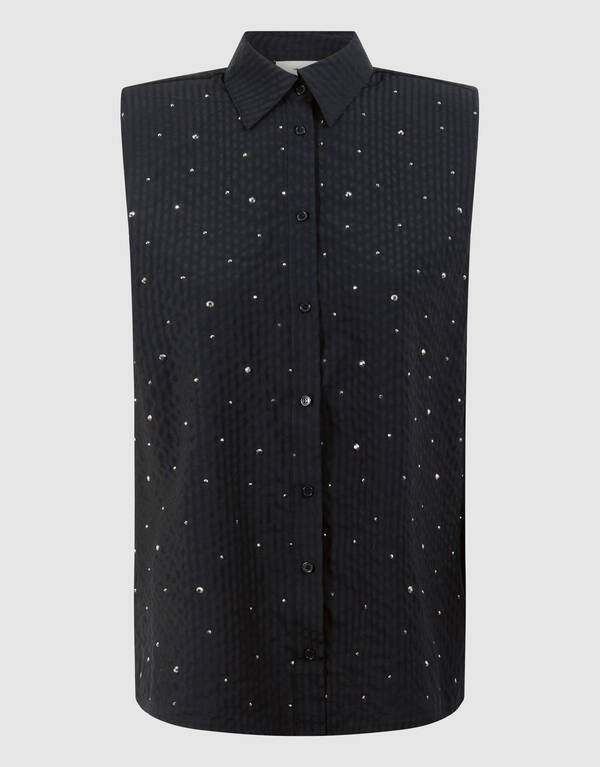 Strass-Streifenbluse Schwarz SHOEBY WOMEN