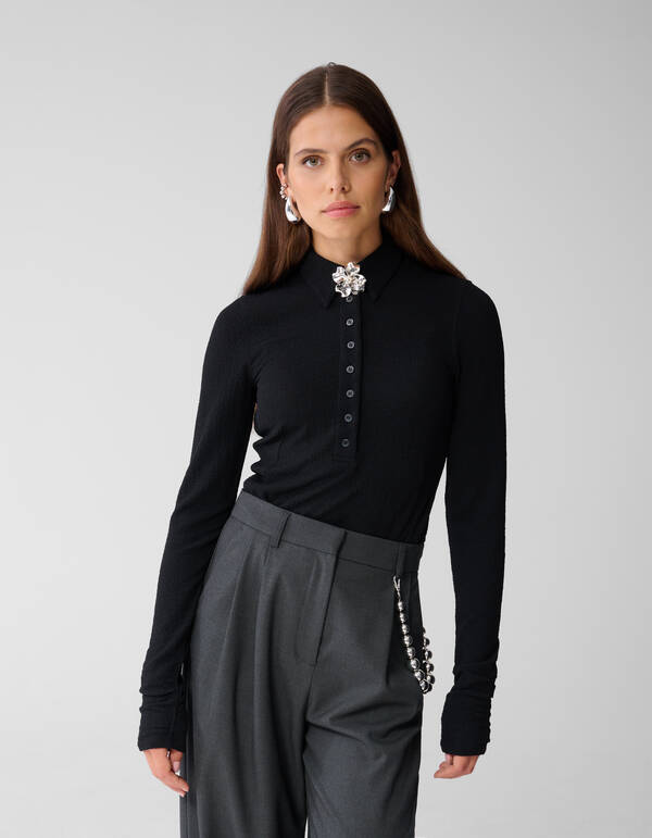 Blumen Polo Top Schwarz SHOEBY WOMEN