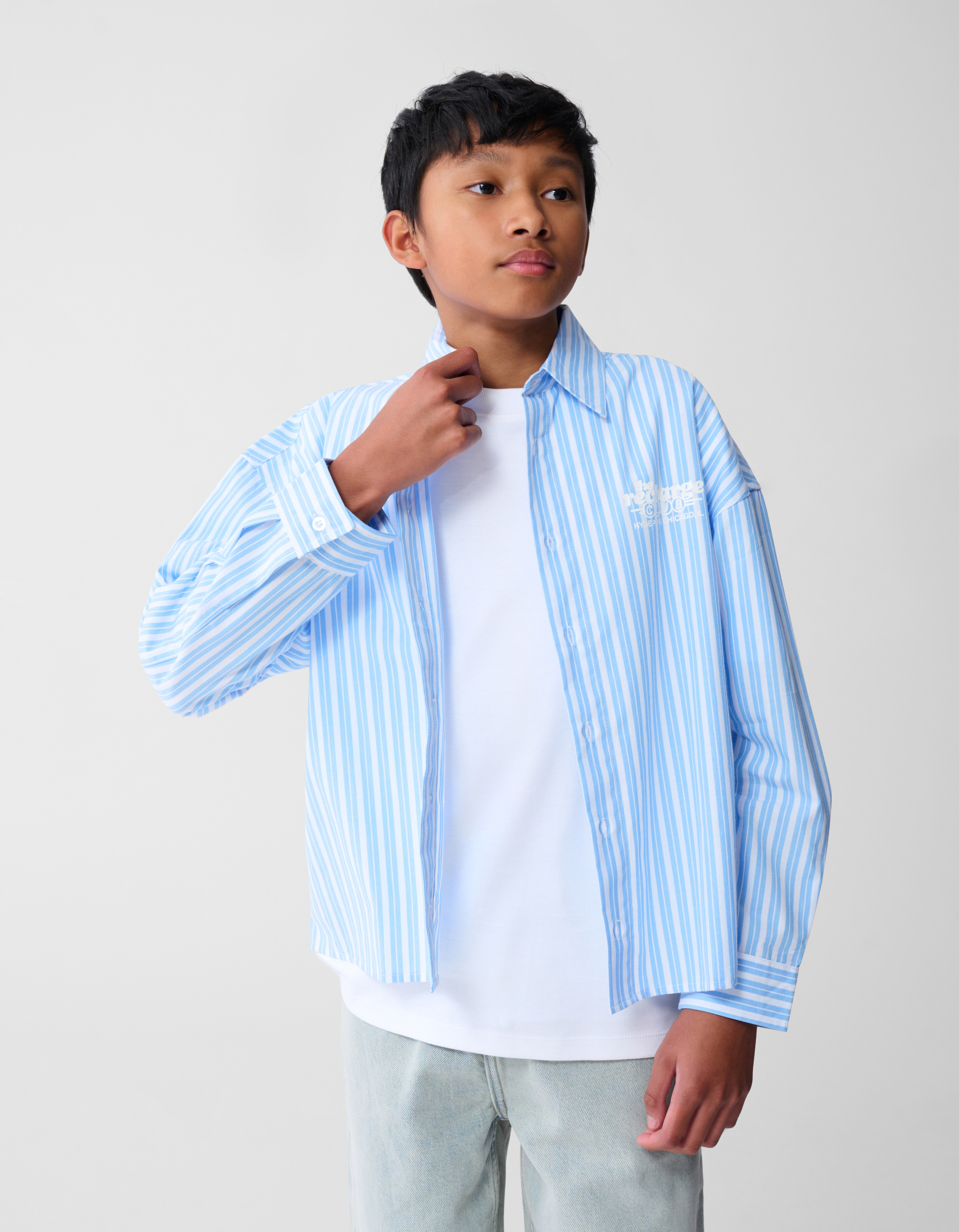 Stripe Artwork Hemd Hellblau SHOEBY BOYS