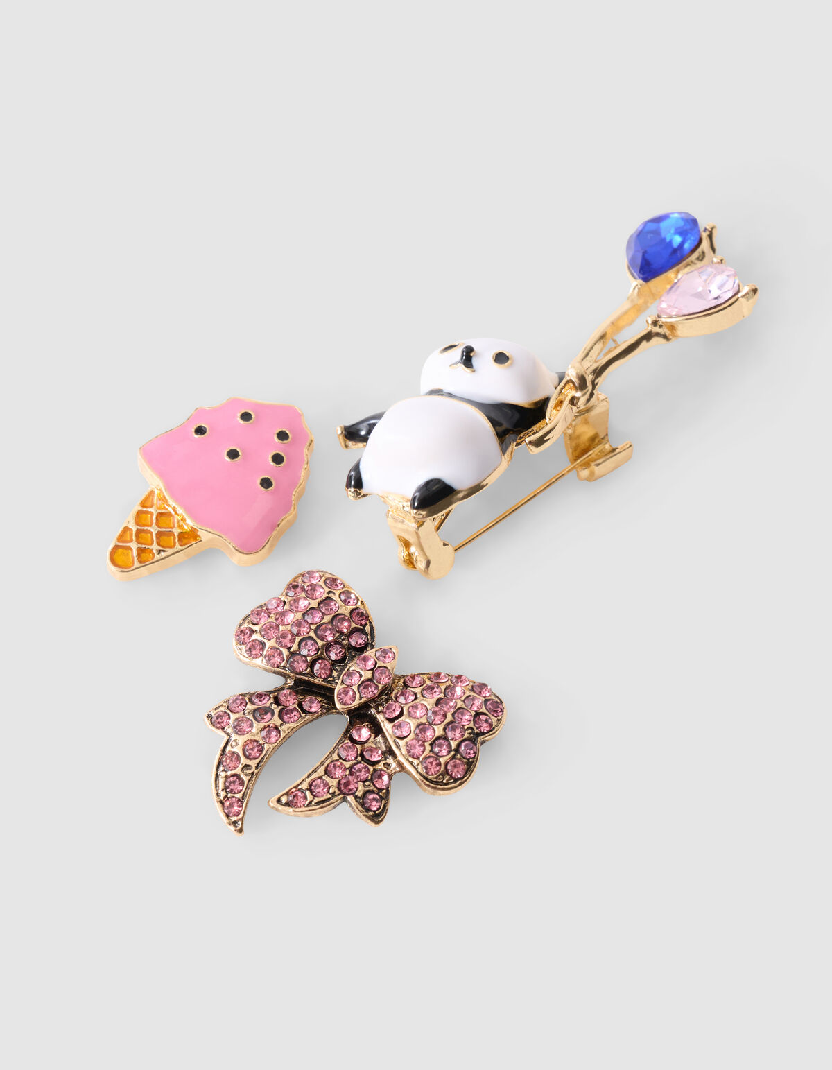 Panda-Strass-Broschen-Set Gold SHOEBY ACCESSOIRES