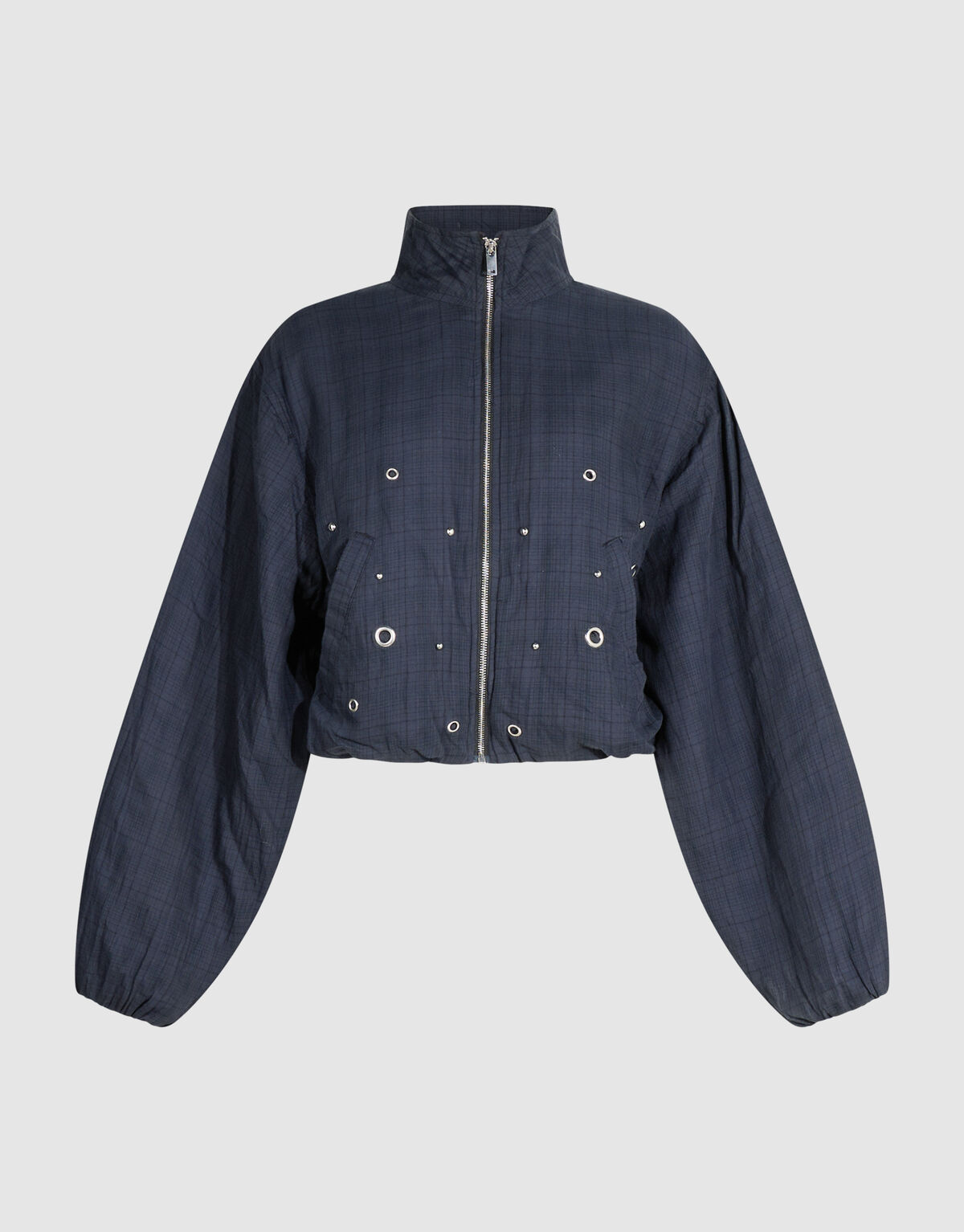 Cropped Bomberjacke mit Karomuster Dunkelblau SHOEBY WOMEN