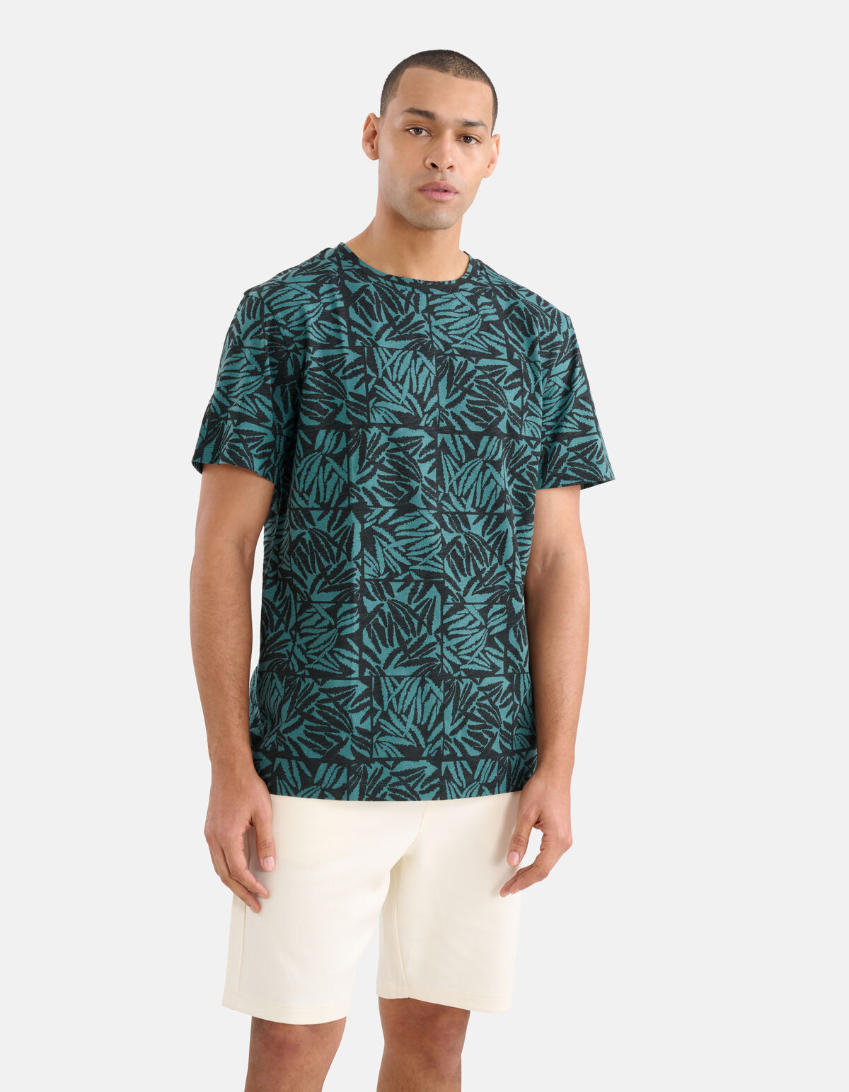 Printed T-shirt Turquoise SHOEBY MEN