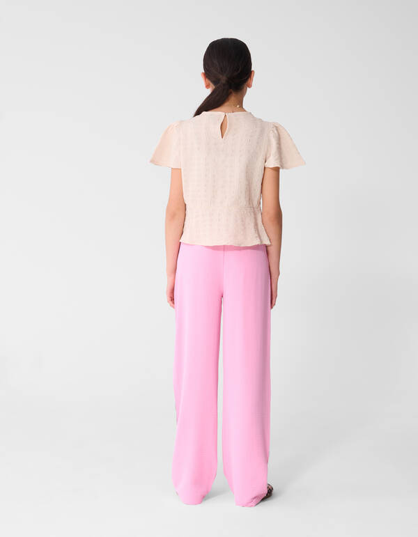 Ger&uuml;schtes Peplum-Top in Sand SHOEBY GIRLS