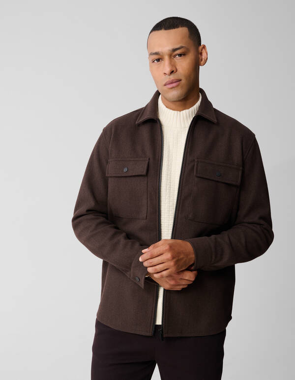 Soft Zip Overshirt Dunkelbraun SHOEBY MEN