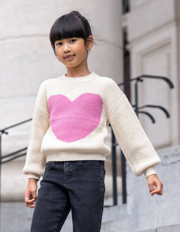 Pullover mit großem Herz Sand SHOEBY GIRLS
