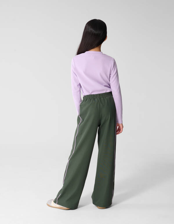 Hose mit weitem Bein und Ziernaht Dunkelgr&uuml;n SHOEBY GIRLS