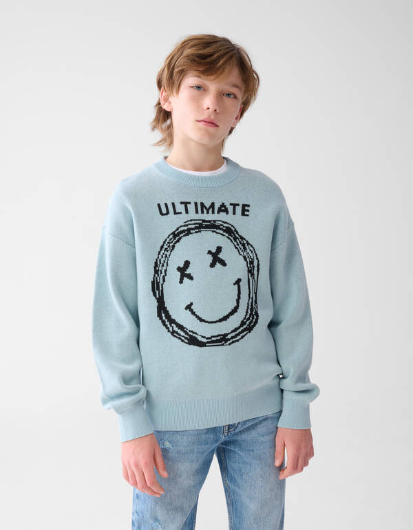 Smiley Strickpullover Hellgrün SHOEBY BOYS