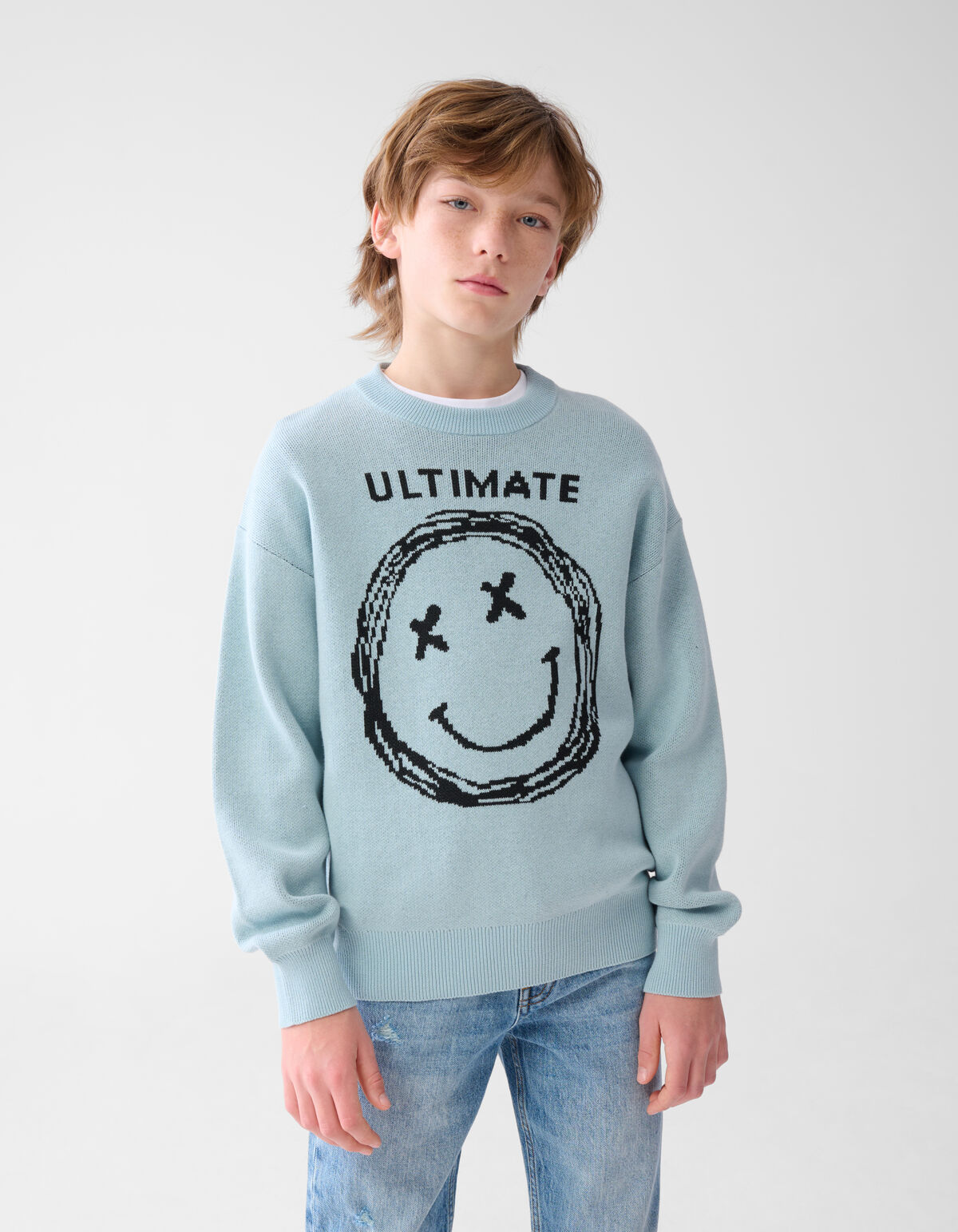 Smiley Strickpullover Hellgrün SHOEBY BOYS