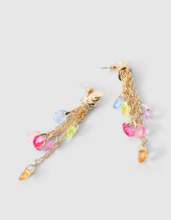 Lange Strass-Ohrringe Gold SHOEBY ACCESSOIRES