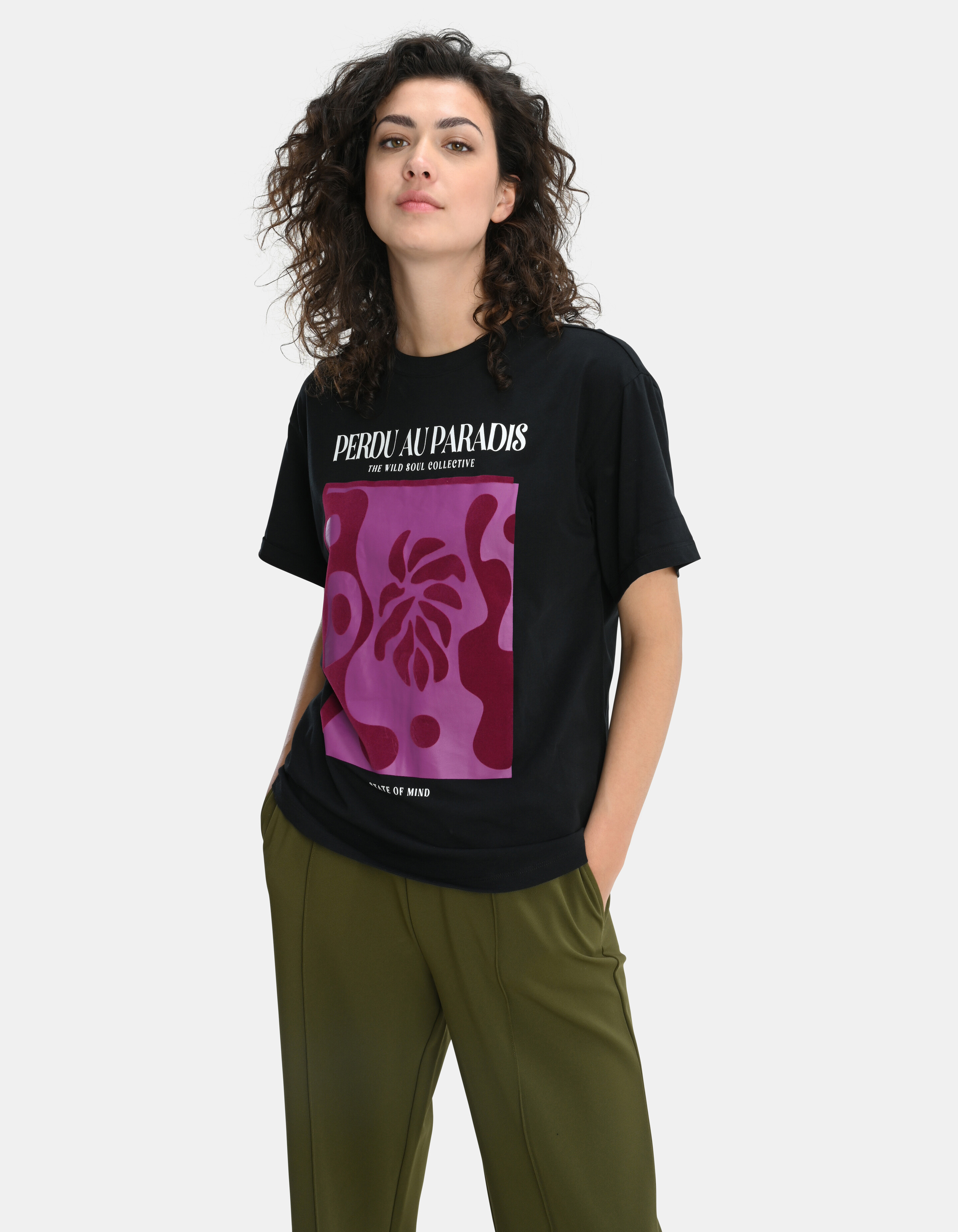 T-Shirt mit grafischem Aufdruck Schwarz SHOEBY WOMEN