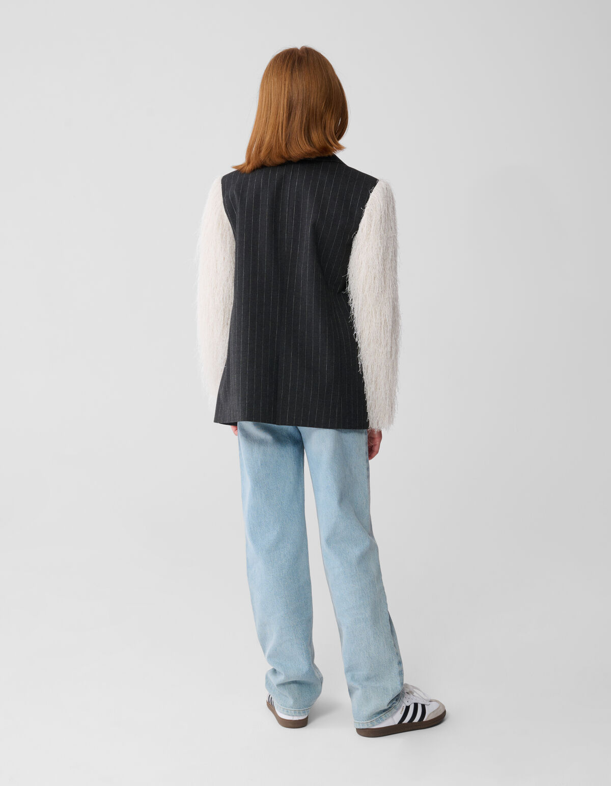 Flauschiger Glitzer-Blazer Off White SHOEBY GIRLS