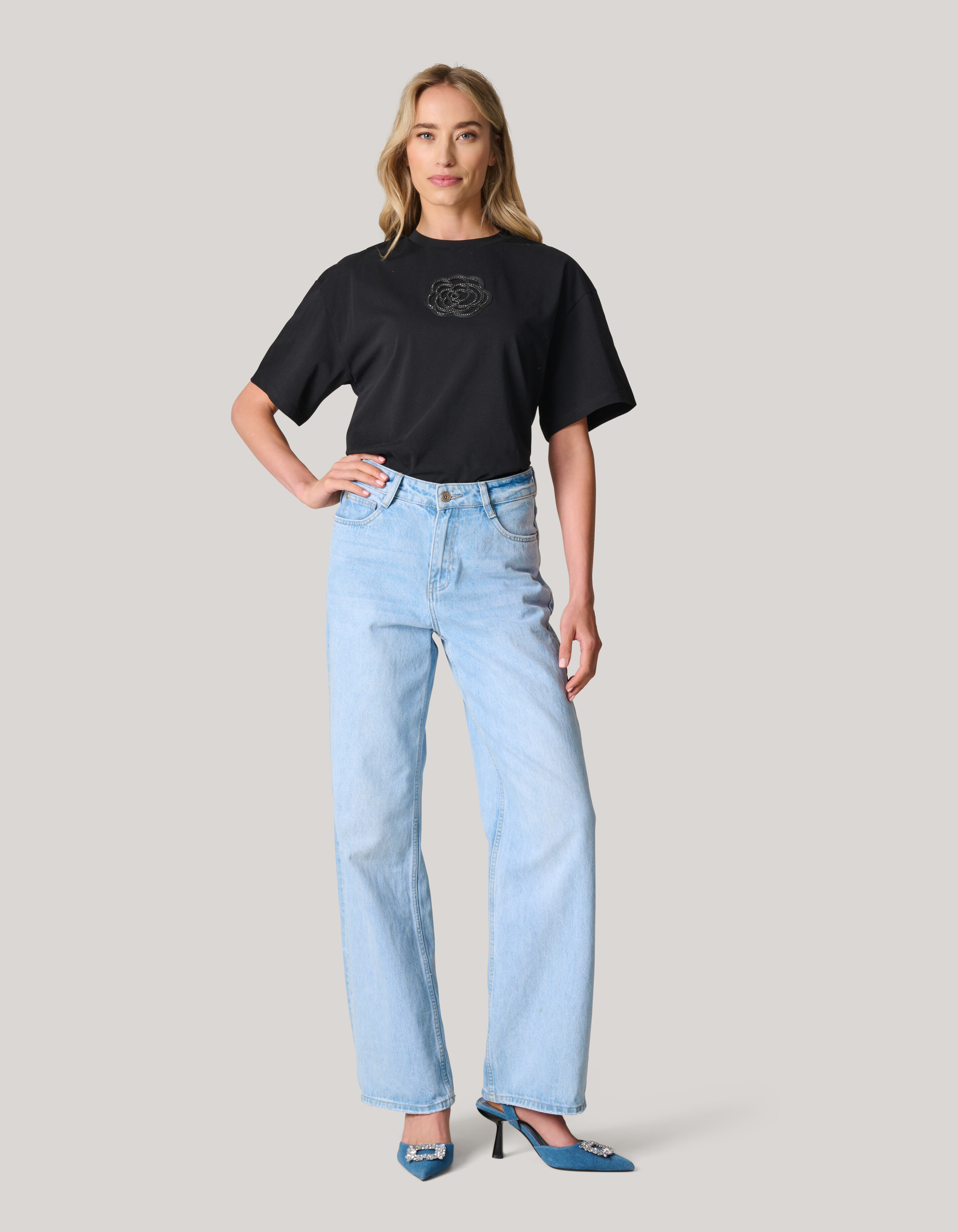 Artwork Strass-T-Shirt Schwarz SHOEBY WOMEN