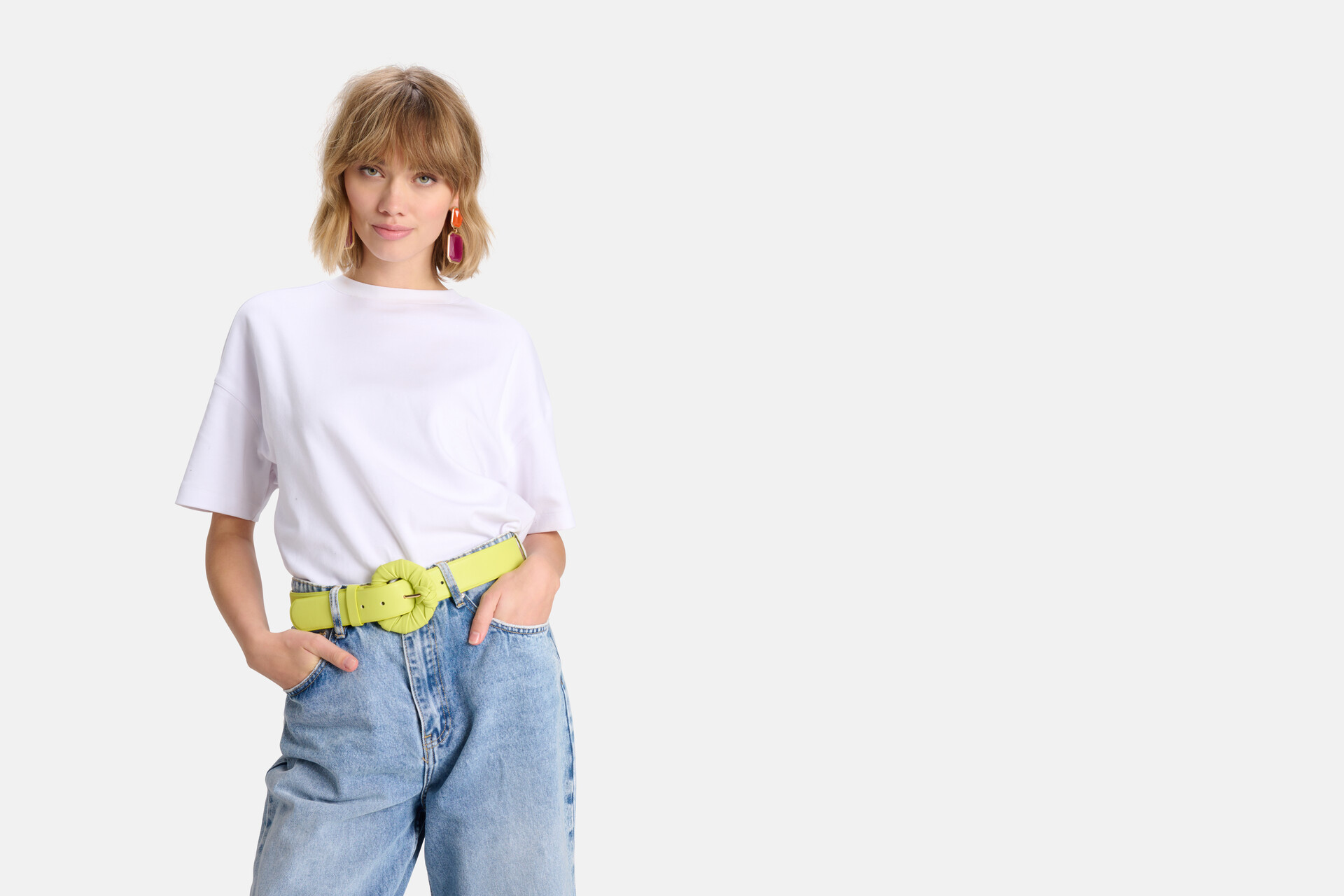 Taillengürtel mit gefalteter Schnalle Hellgrün SHOEBY ACCESSOIRES