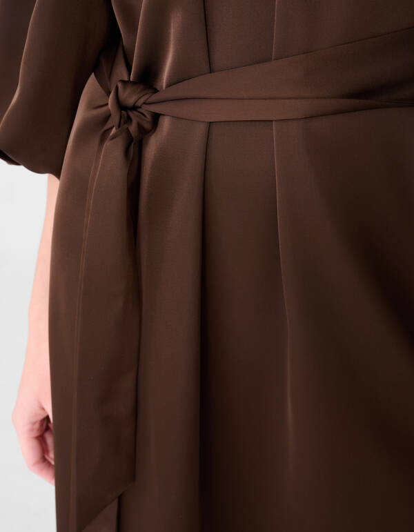 Satin Off-Shoulder Mini Kleid Braun von Fred SHOEBY WOMEN