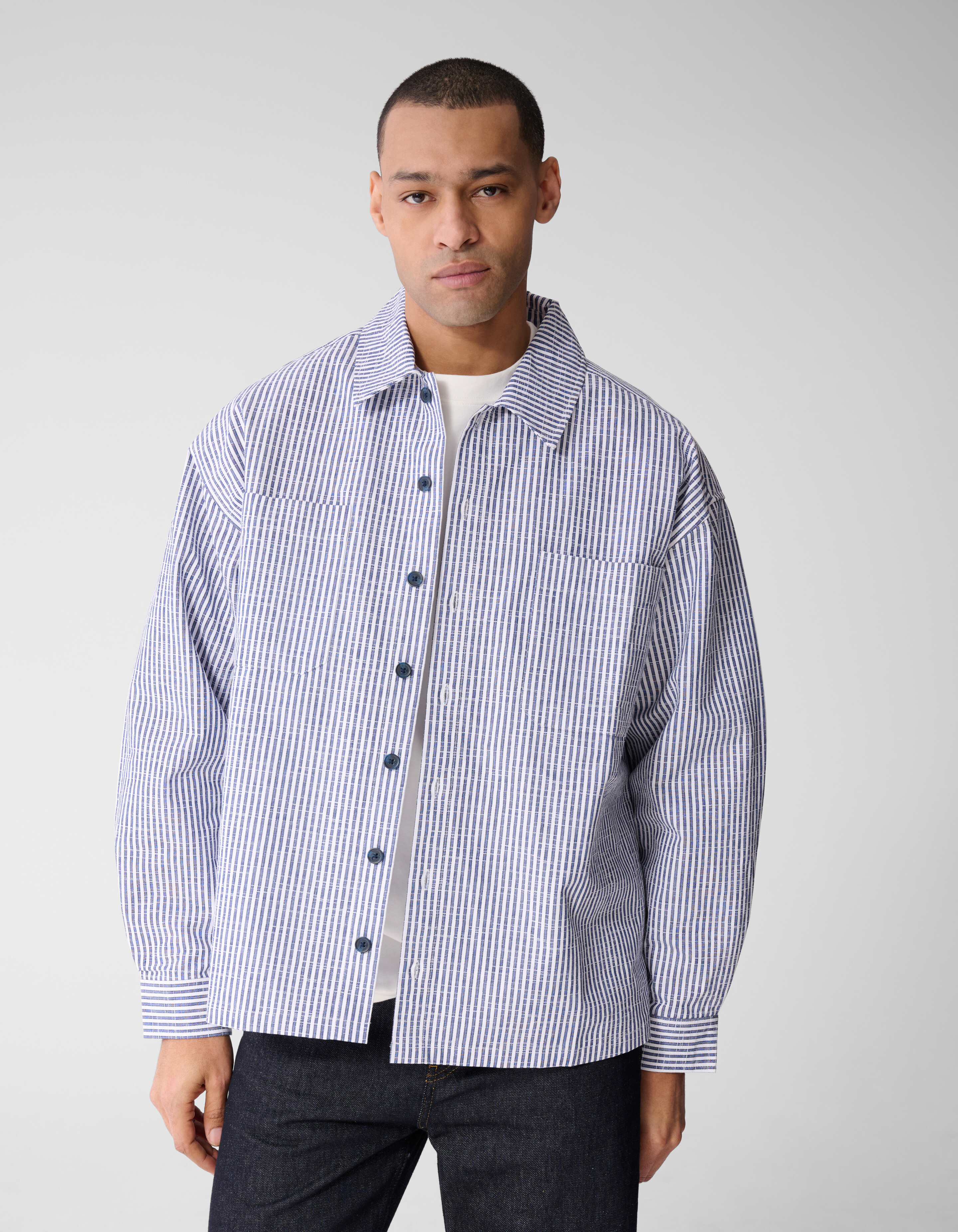 Pinstripe Overshirt Blau SHOEBY MEN