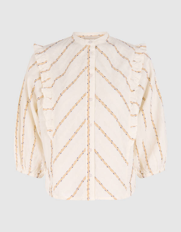 Jacquard-Bluse mit Rüschen Off White SHOEBY WOMEN