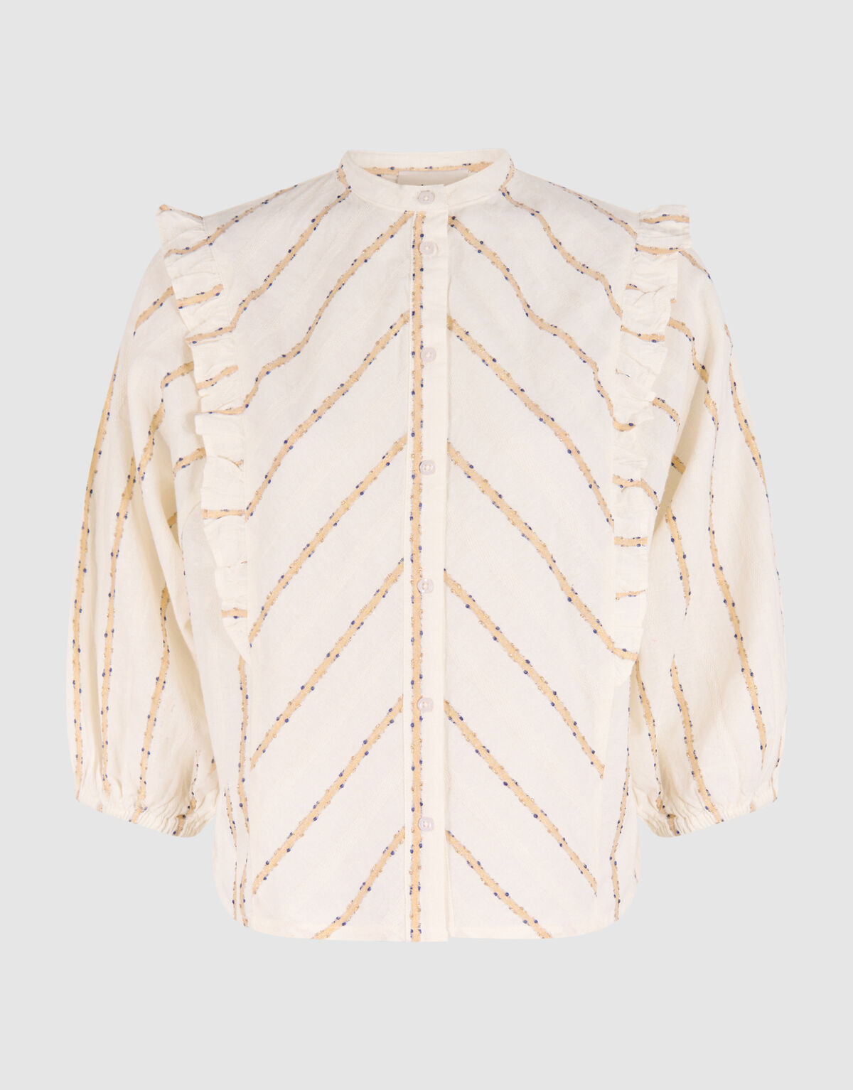 Jacquard-Bluse mit Rüschen Off White SHOEBY WOMEN