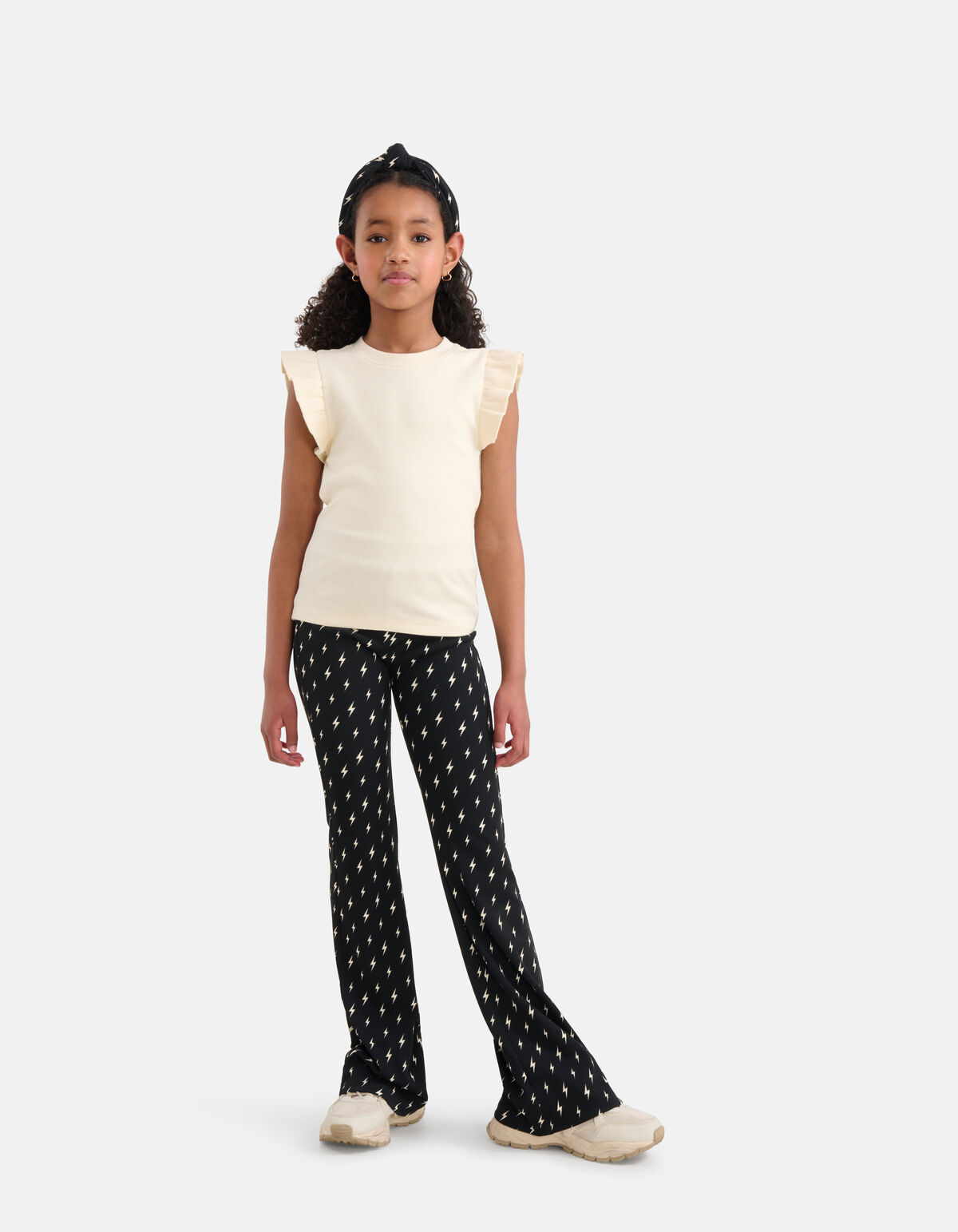 Printed Rib Flared Legging Zwart SHOEBY GIRLS